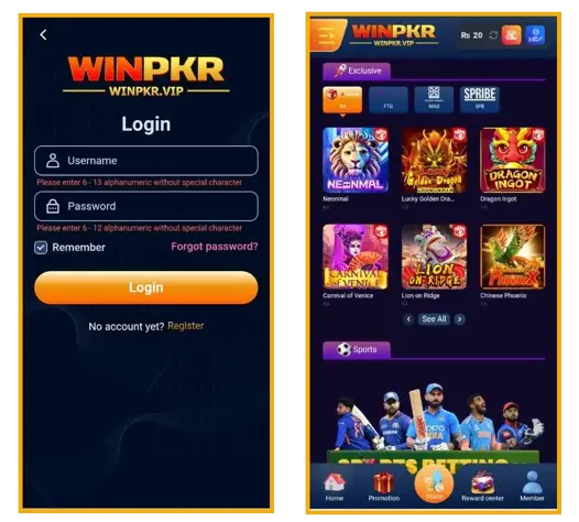 winpkr app login
